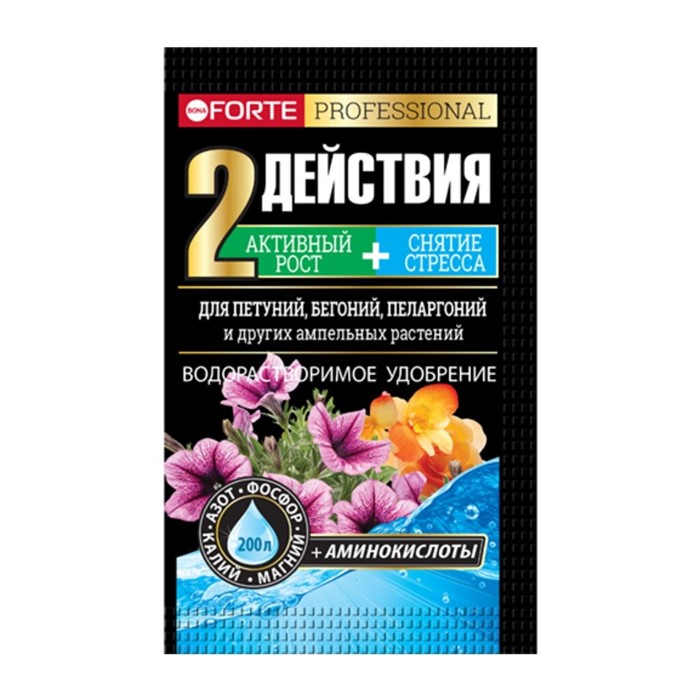 Удоб BONA FORTE для петуний, бегоний, пеларгоний и др.ампельных 100г - фото 12457