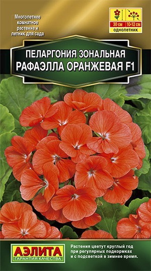 Пеларгония Рафаэлла F1 оранжевая 5шт Аэлита