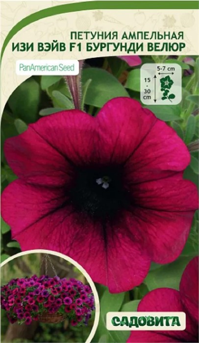 Петуния Изи Вэйв F1 Бургунди Велюр 5др ампельная PanAmerican/Садовита