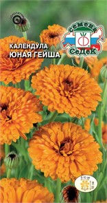 Календула Юная Гейша (красно-оранжевая) Седек