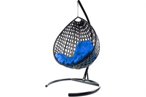 Кресло подвесное складное 'Капля' черное, голубая подушка Д6018